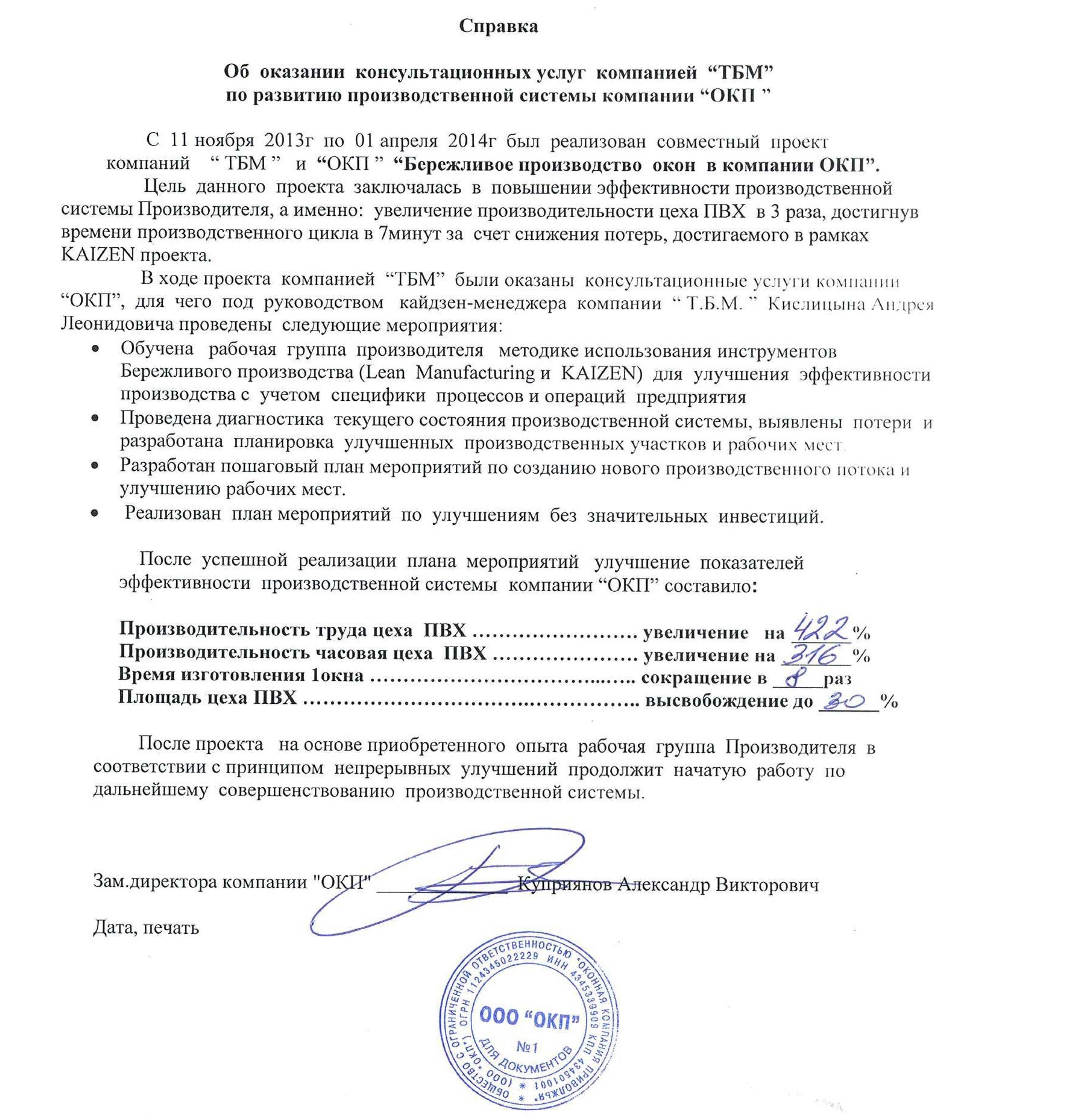 Справка выполненных услуг по итогам сессии